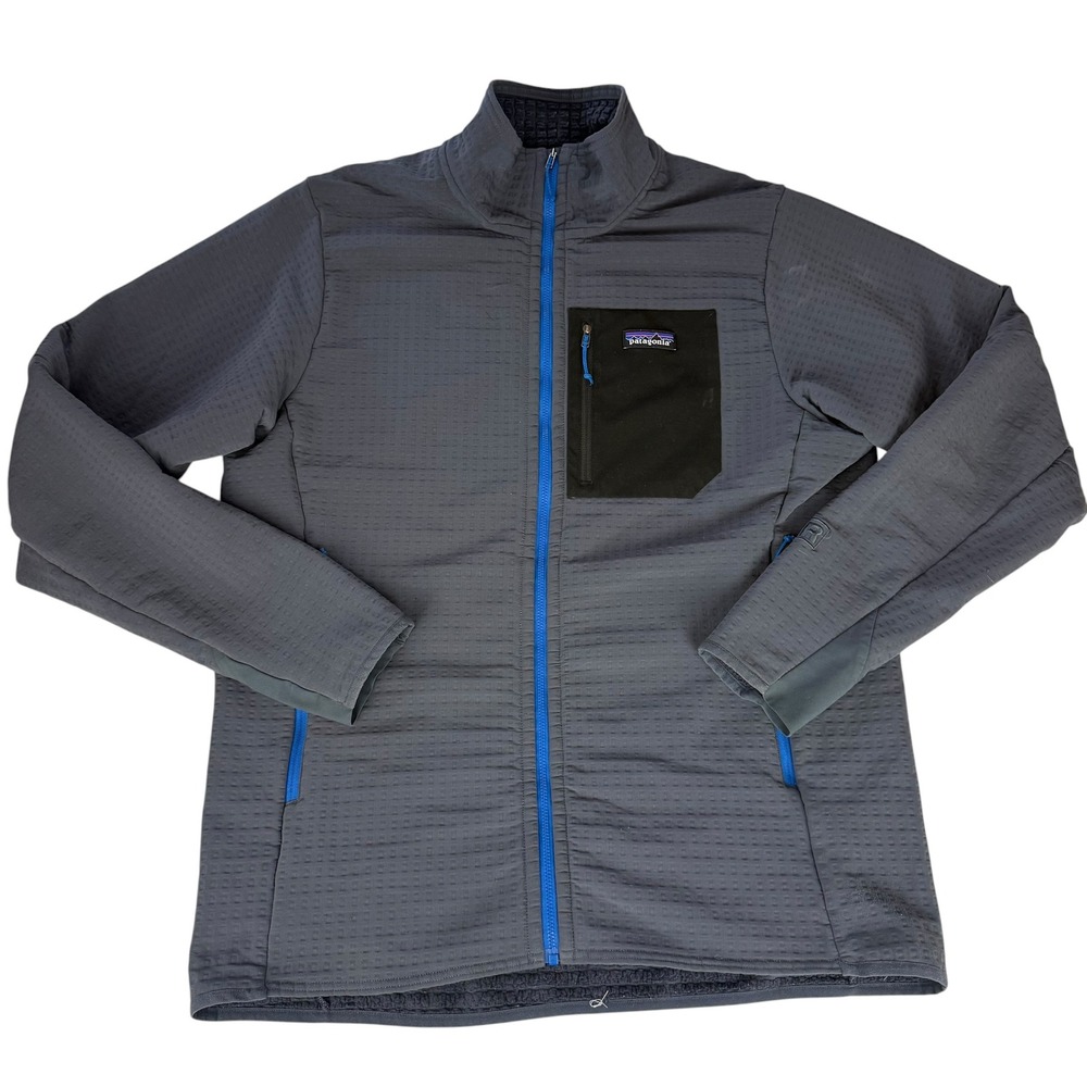 Patagonia R2 TechFace Full Zip Fleece Jacket Mens Large Grey Blue Trim 40175